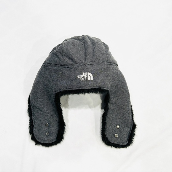 The North Face Hoser Charcoal Grey Faux Fur Lined Trapper Bomber Hat - Picture 3 of 6